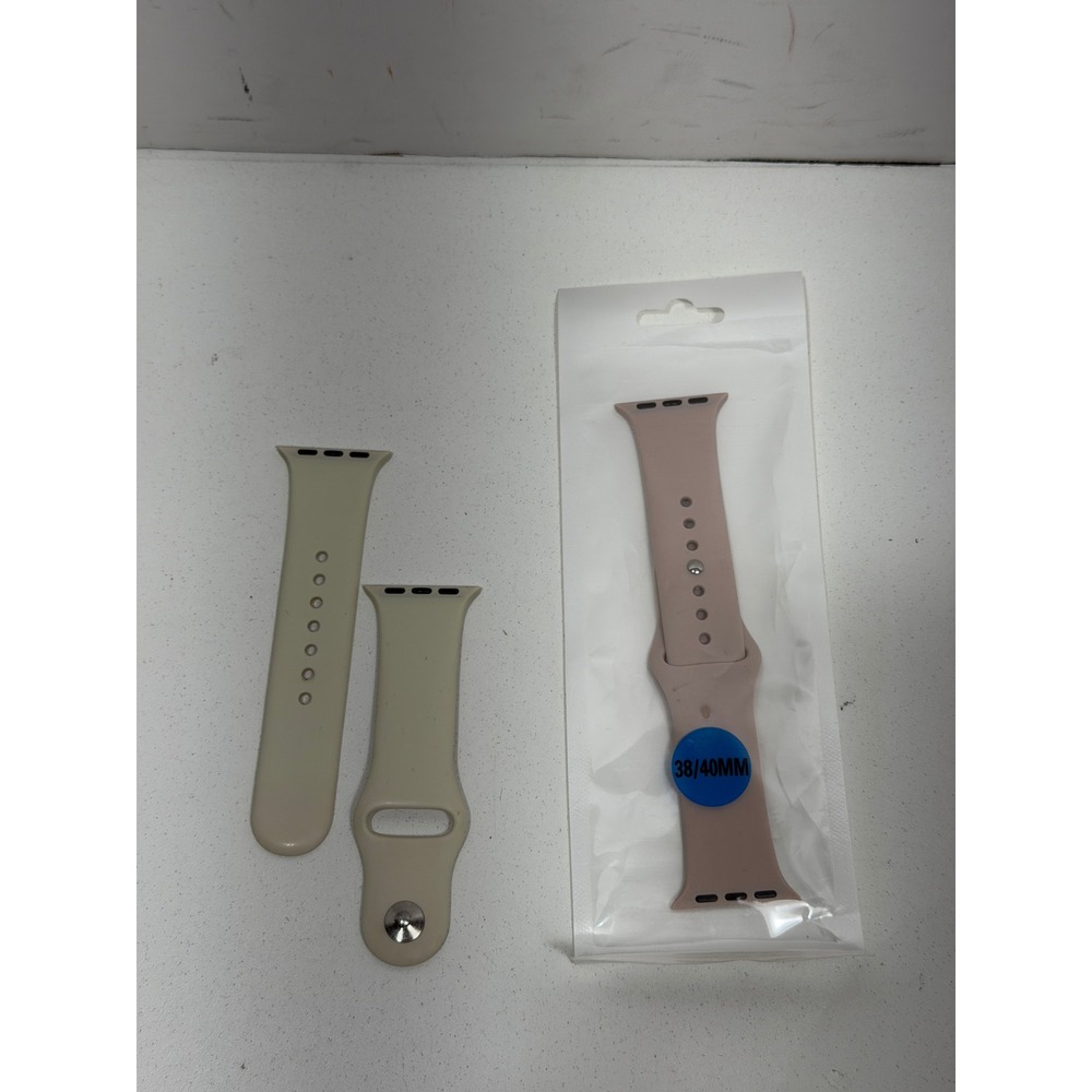 2 Pack Sport Bands for Apple Watch 38mm 40mm Silicone Straps Beige Pink